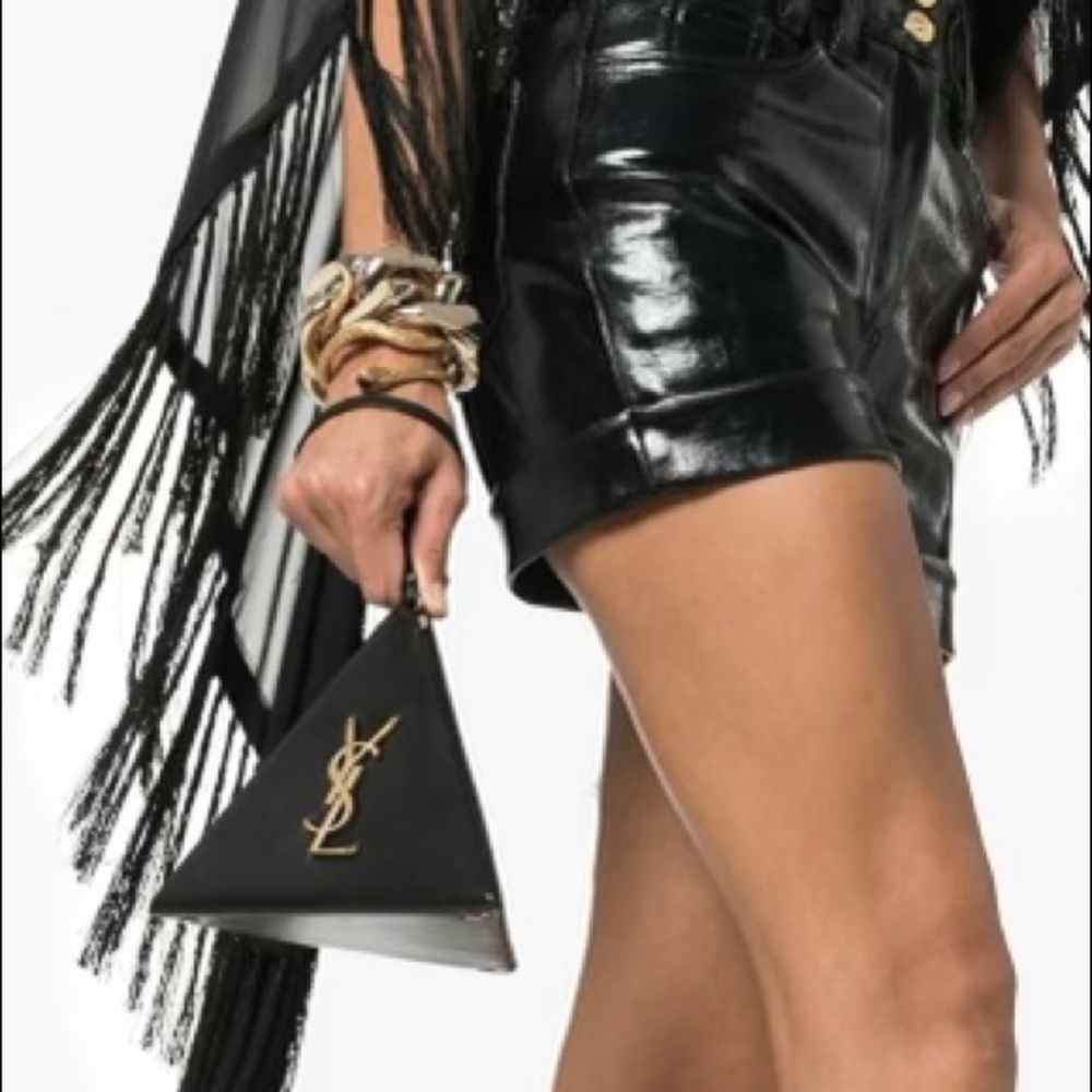 SAINT LAURENT Black Pyramid Box Bag clutch NEW!!! - Picture 4 of 8